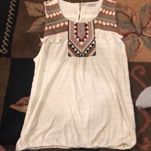 Luckybrand sleeveless shirt w/embroidery-tassels